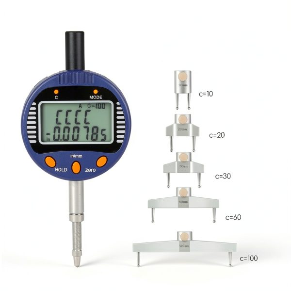 CGOLDENWALL High accuracy digital radius gauge Electronic Inside and Outside Radius Gage with 10mm /20mm /30mm /60mm/100mm changeable measuring jaw Blue 0.2" - 27.5"/5 mm - 700 mm-5